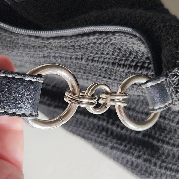 Crochet Purse Hobo Womens shoulder bag black flower - Picture 6 of 13